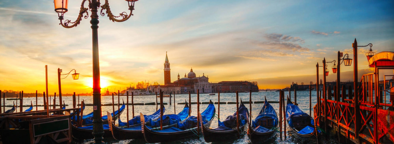Gondolas floating in the Grand Canal