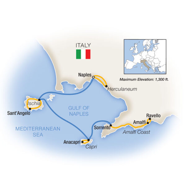 amalfi coast and capri tour map