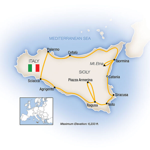 escorted sicily tour map