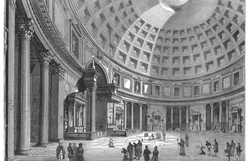 wood engraving of the pantheon